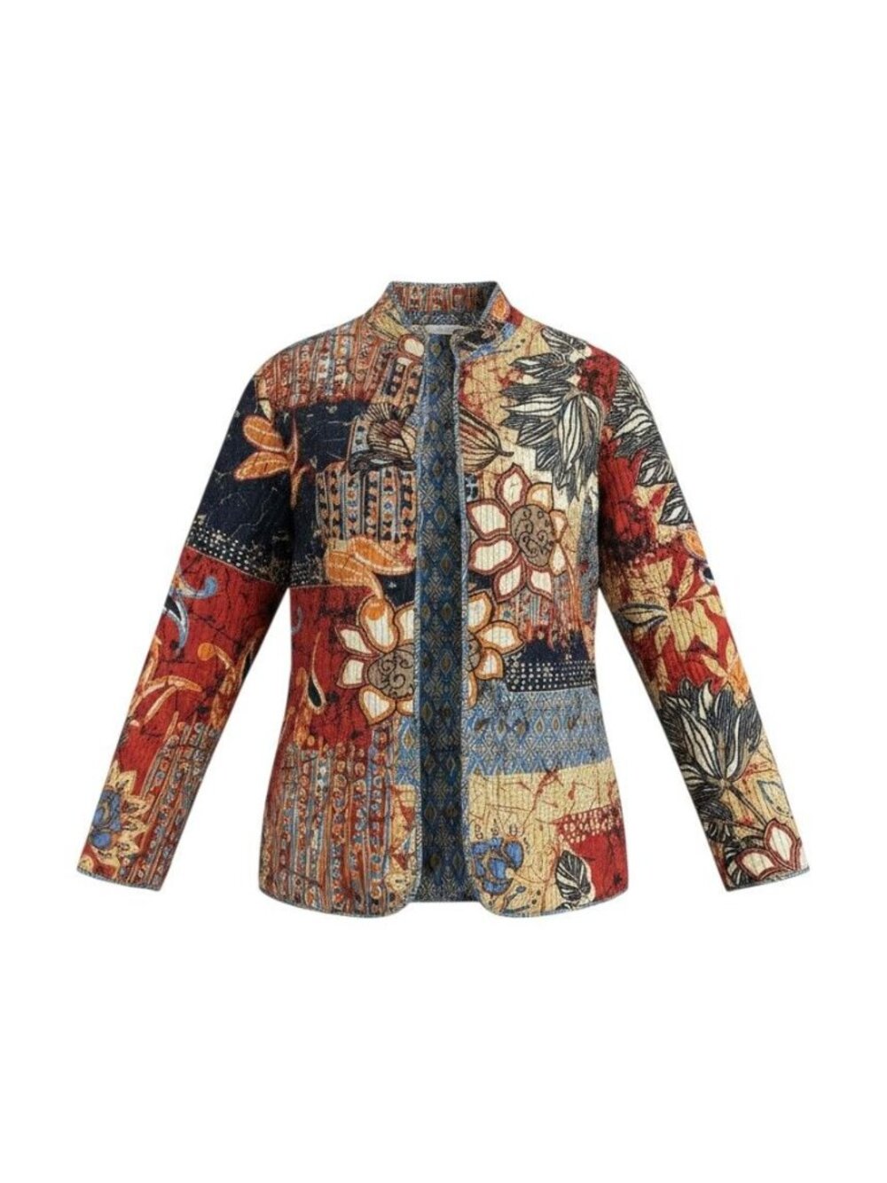 Alfred Dunner Womens Multicolor Floral Patchwork Jacket Size 16